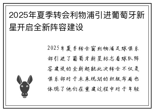 2025年夏季转会利物浦引进葡萄牙新星开启全新阵容建设 2025年夏季转会利物浦引进葡萄牙新星开启全新阵容建设